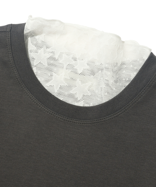 CARGOBROS FOR WOMAN(カーゴブロスフォーウィメン)の「スタシースルーロングスリーブレイヤード半袖Tシャツセット(アイボリー/チャコール)(Tシャツ/カットソー・レディース・その他・FREE)」の5枚目の写真
