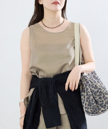 IENA | 《接触冷感/セットアップ対応》シルキータフタノースリーブブラウス(シャツ/ブラウス)
