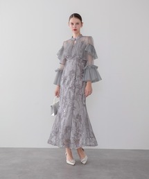【LEJA】チュールボレロティアードフリルスパンコールマーメイドドワンピースドレス2点セット美脚効果結婚式 パーティードレス 成人式 二次会 同窓会 お呼ばれ オケージョン 20代 30代