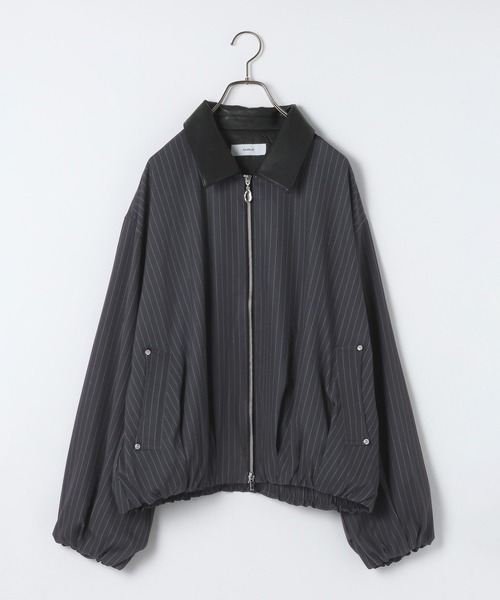 RAGEBLUE（レイジブルー）の「【LUXURY＋EASY】＜イージーケア＞FAKE LEATHER COLLAR BALLOON BLOUSON/ラグイージー襟レザーバルーンブルゾン【セットアップ対応】（ブルゾン・メンズ・グレー/ブラック/ブラック系その他/グレー系その他・MEDIUM/LARGE）」の8枚目の写真