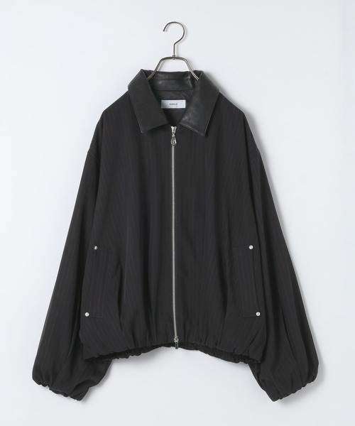 RAGEBLUE（レイジブルー）の「【LUXURY＋EASY】＜イージーケア＞FAKE LEATHER COLLAR BALLOON BLOUSON/ラグイージー襟レザーバルーンブルゾン【セットアップ対応】（ブルゾン・メンズ・グレー/ブラック/ブラック系その他/グレー系その他・MEDIUM/LARGE）」の6枚目の写真