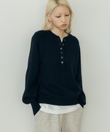 【WEB先行予約】[nenom/ネノム] ヘンリーネック スウェットライクニット