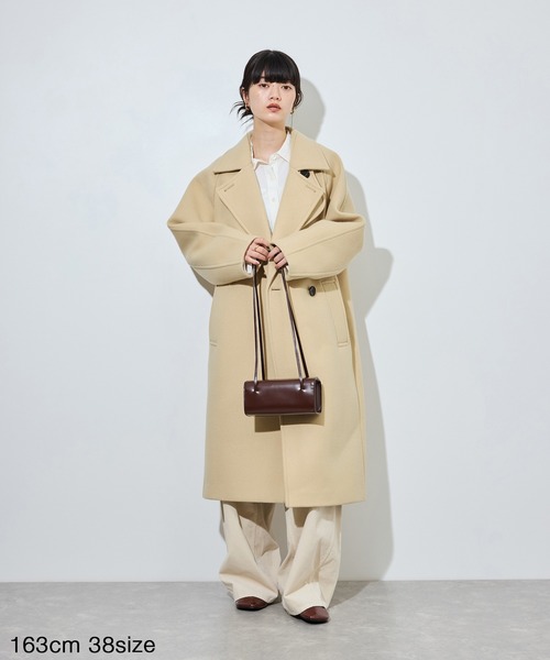 ADAM ET ROPE'(アダムエロペ)の「【定番】ウールボンディングラグランロングコート(ステンカラーコート・レディース・ブラウン/ブラック/ベージュ/ダークブラウン/キャメル・36/38)」の10枚目の写真