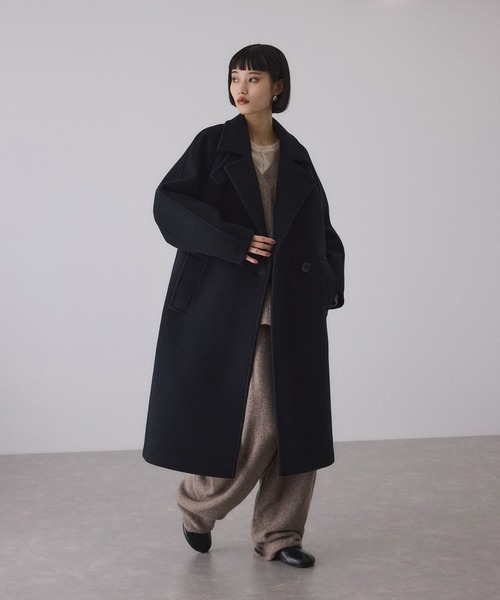 ADAM ET ROPE'(アダムエロペ)の「【定番】ウールボンディングラグランロングコート(ステンカラーコート・レディース・ブラウン/ブラック/ベージュ/ダークブラウン/キャメル・36/38)」の13枚目の写真