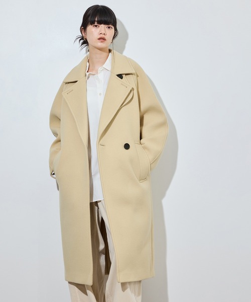 ADAM ET ROPE'(アダムエロペ)の「【定番】ウールボンディングラグランロングコート(ステンカラーコート・レディース・ブラウン/ブラック/ベージュ/ダークブラウン/キャメル・36/38)」の14枚目の写真
