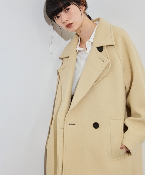 ADAM ET ROPE'(アダムエロペ)の「【定番】ウールボンディングラグランロングコート(ステンカラーコート・レディース・ブラウン/ブラック/ベージュ/ダークブラウン/キャメル・36/38)」の15枚目の写真