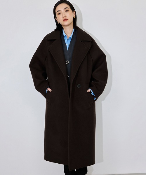 ADAM ET ROPE'(アダムエロペ)の「【定番】ウールボンディングラグランロングコート(ステンカラーコート・レディース・ブラウン/ブラック/ベージュ/ダークブラウン/キャメル・36/38)」の20枚目の写真