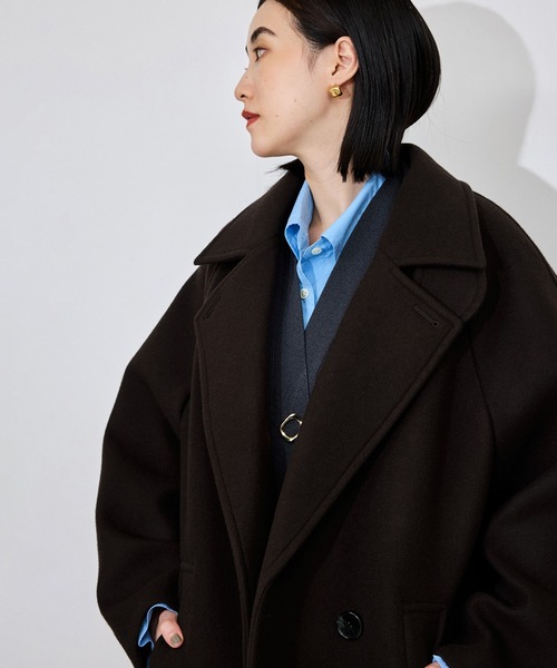 ADAM ET ROPE'(アダムエロペ)の「【定番】ウールボンディングラグランロングコート(ステンカラーコート・レディース・ブラウン/ブラック/ベージュ/ダークブラウン/キャメル・36/38)」の21枚目の写真