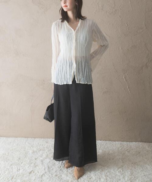 URBAN RESEARCH ROSSO WOMEN(アーバンリサーチ ロッソ)の「ワッシャープリーツシアーブラウス(シャツ/ブラウス・レディース・ブラック/オフホワイト・FREE)」の20枚目の写真