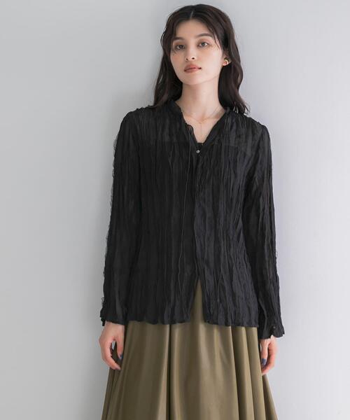 URBAN RESEARCH ROSSO WOMEN(アーバンリサーチ ロッソ)の「ワッシャープリーツシアーブラウス(シャツ/ブラウス・レディース・ブラック/オフホワイト・FREE)」の5枚目の写真