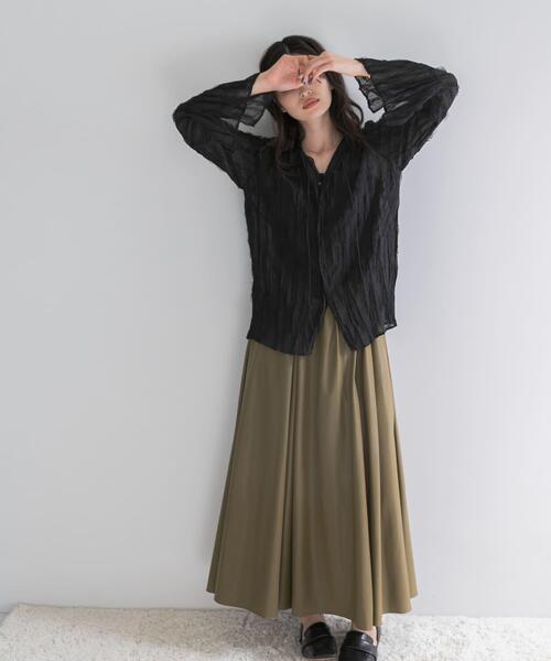 URBAN RESEARCH ROSSO WOMEN(アーバンリサーチ ロッソ)の「ワッシャープリーツシアーブラウス(シャツ/ブラウス・レディース・ブラック/オフホワイト・FREE)」の8枚目の写真