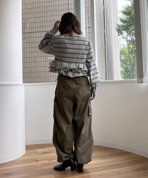 WILLFULLY(ウィルフリー)の「waist drawstring cargo pocket PT(カーゴパンツ・レディース・カーキ/ブラック/ライトピンク/パープル系その他・FREE)」の6枚目の写真