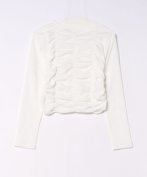 styiro(スタイロ)の「《数量限定》シャーリングボタン長袖トップス 26AW新作 秋服 冬服(Tシャツ/カットソー・レディース・ブラック/ホワイト・FREE)」の3枚目の写真