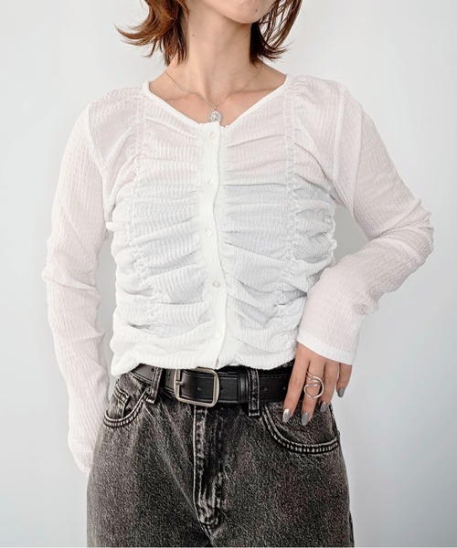 styiro(スタイロ)の「《数量限定》シャーリングボタン長袖トップス 26AW新作 秋服 冬服(Tシャツ/カットソー・レディース・ブラック/ホワイト・FREE)」の17枚目の写真