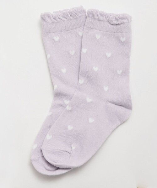 BRANSHES(ブランシェス)の「ハート総柄ソックス(ソックス/靴下・キッズ・ラベンダー/アイボリー・13-15㎝/19-21㎝/16-18㎝)」の2枚目の写真