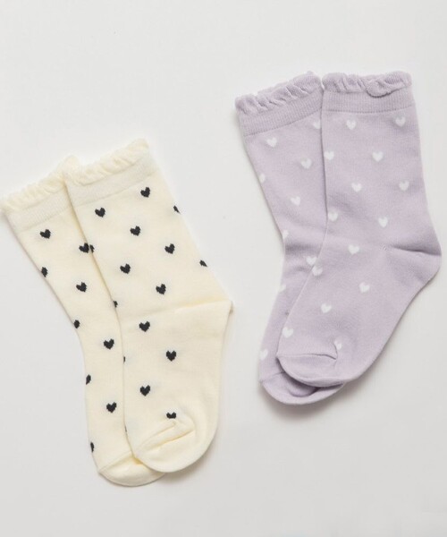 BRANSHES(ブランシェス)の「ハート総柄ソックス(ソックス/靴下・キッズ・ラベンダー/アイボリー・13-15㎝/19-21㎝/16-18㎝)」の4枚目の写真