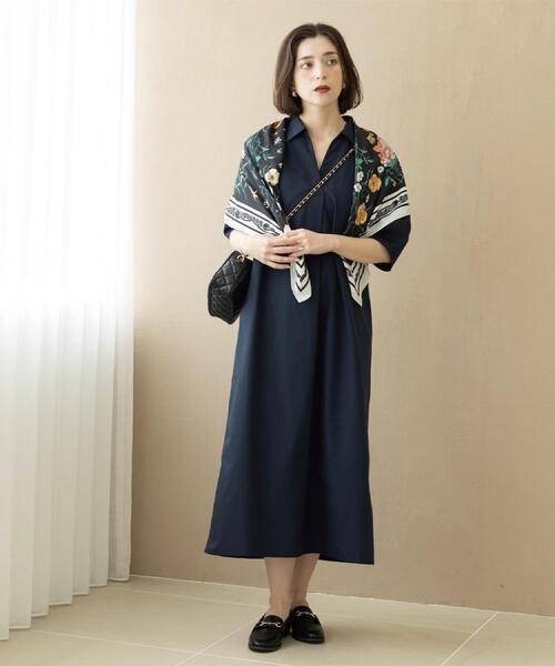 OPAQUE.CLIP（オペークドットクリップ）の「スキッパーシャツワンピース【洗濯機OK】（ワンピース・レディース・ブラウン系その他/ブルー系7/ネイビー・40/38/42）」の9枚目の写真