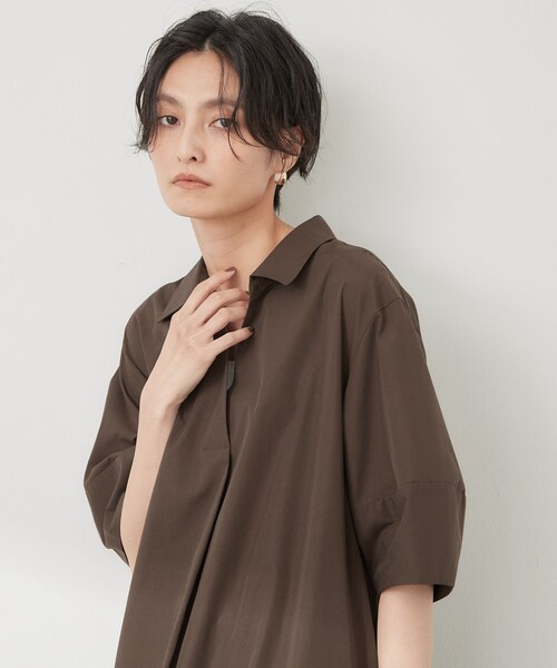 OPAQUE.CLIP（オペークドットクリップ）の「スキッパーシャツワンピース【洗濯機OK】（ワンピース・レディース・ブラウン系その他/ブルー系7/ネイビー・40/38/42）」の19枚目の写真