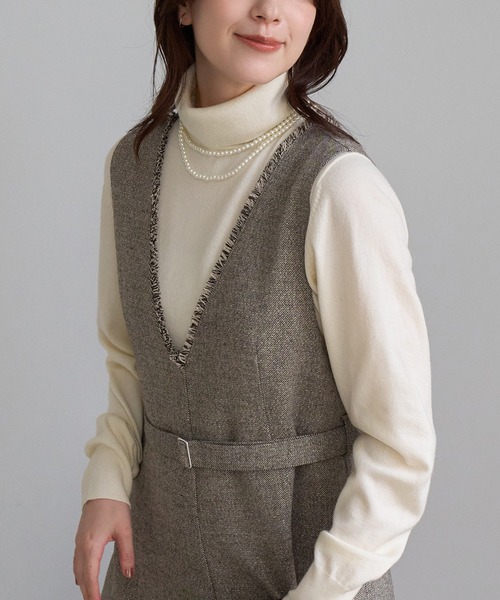 ROPE' PICNIC(ロペピクニック)の「アンチピリング天竺タートルネックニットプルオーバー(ニット/セーター・レディース・ブラック/グレー/マスタード/キナリ・FREE)」の2枚目の写真