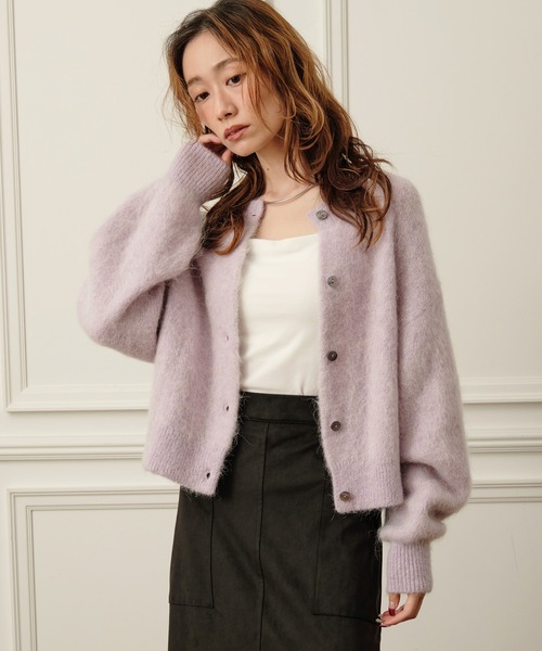 Nunc.（ヌンク）の「アルパカシャギーショートカーディガン（カーディガン/ボレロ・レディース・ネイビー/ダークブラウン/ベージュ/ライトベージュ/ラベンダー・FREE）」の5枚目の写真