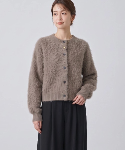 Nunc.（ヌンク）の「アルパカシャギーショートカーディガン（カーディガン/ボレロ・レディース・ネイビー/ダークブラウン/ベージュ/ライトベージュ/ラベンダー・FREE）」の2枚目の写真