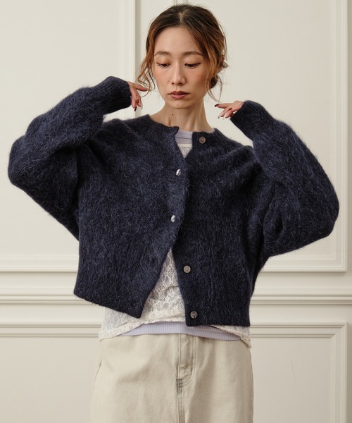 Nunc.（ヌンク）の「アルパカシャギーショートカーディガン（カーディガン/ボレロ・レディース・ネイビー/ダークブラウン/ベージュ/ライトベージュ/ラベンダー・FREE）」の21枚目の写真