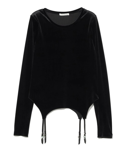 BEAMS COUTURE（ビームスクチュール）の「ガーター ベロア トップス（Tシャツ/カットソー・レディース・ブルー系その他/ピンク/ブラック・ONE SIZE）」の4枚目の写真