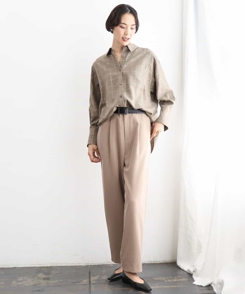 MICHEL KLEIN（ミッシェル・クラン）の「[セットアップ対応]ラメチェックオーバーシャツ（シャツ/ブラウス・レディース・グレー/モカ・38）」の8枚目の写真
