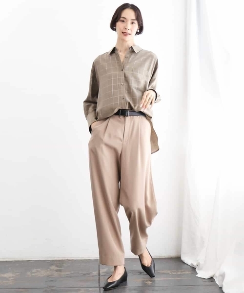 MICHEL KLEIN（ミッシェル・クラン）の「[セットアップ対応]ラメチェックオーバーシャツ（シャツ/ブラウス・レディース・グレー/モカ・38）」の9枚目の写真