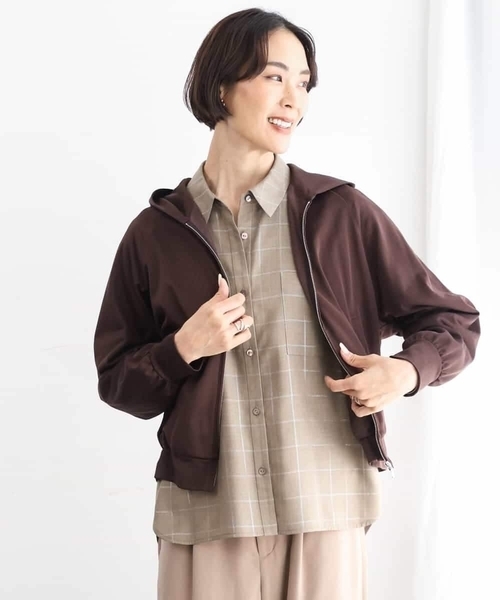 MICHEL KLEIN（ミッシェル・クラン）の「[セットアップ対応]ラメチェックオーバーシャツ（シャツ/ブラウス・レディース・グレー/モカ・38）」の10枚目の写真