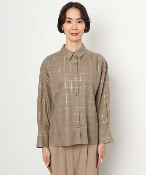 MICHEL KLEIN（ミッシェル・クラン）の「[セットアップ対応]ラメチェックオーバーシャツ（シャツ/ブラウス・レディース・グレー/モカ・38）」の18枚目の写真