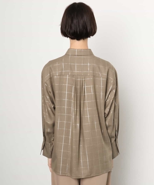 MICHEL KLEIN（ミッシェル・クラン）の「[セットアップ対応]ラメチェックオーバーシャツ（シャツ/ブラウス・レディース・グレー/モカ・38）」の20枚目の写真