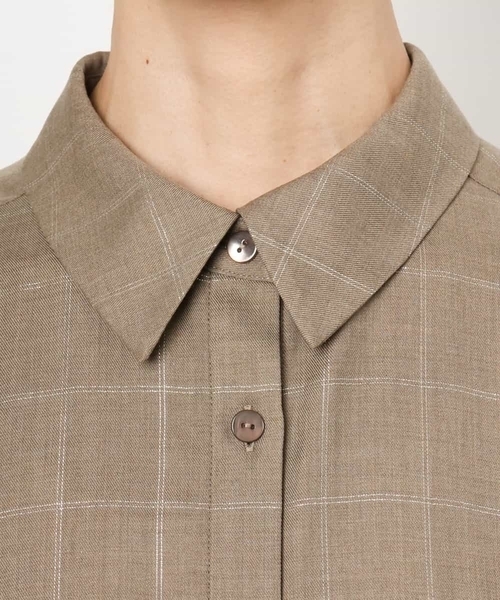 MICHEL KLEIN（ミッシェル・クラン）の「[セットアップ対応]ラメチェックオーバーシャツ（シャツ/ブラウス・レディース・グレー/モカ・38）」の22枚目の写真