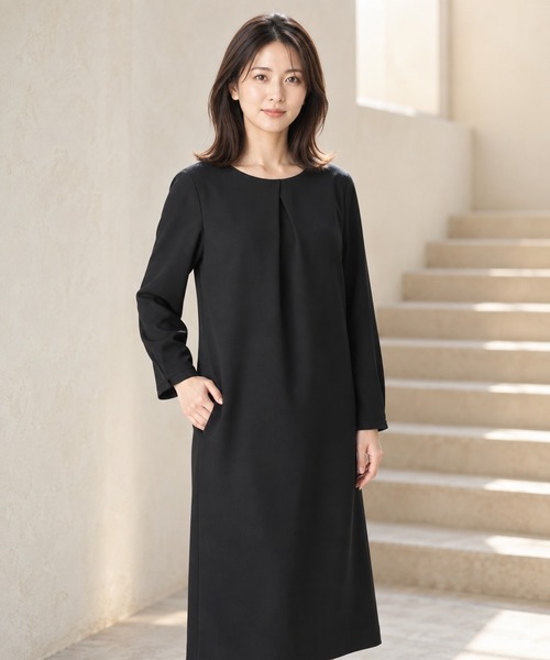 prendre la joie(プレンドレラジョア)の「ブラックフォーマルBOXワンピース ロング丈(ワンピース・レディース・ブラック・FREE)」の1枚目の写真