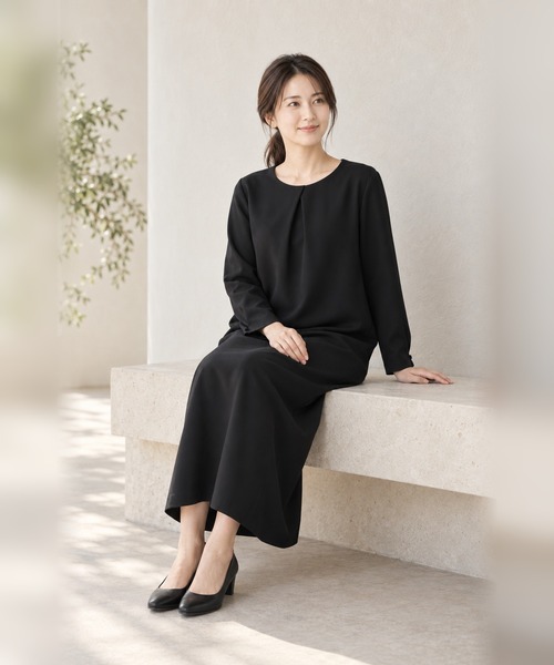 prendre la joie(プレンドレラジョア)の「ブラックフォーマルBOXワンピース ロング丈(ワンピース・レディース・ブラック・FREE)」の4枚目の写真