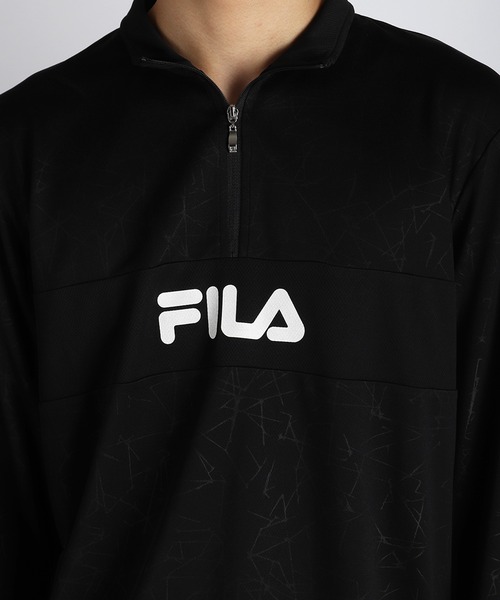 FILA(フィラ)の「FILA / フィラ ハーフジップ 長袖Tシャツ モックネック 吸水速乾 UVケア ドライ ロゴプリント 薄手(Tシャツ/カットソー・メンズ・ブラック・L/M)」の7枚目の写真