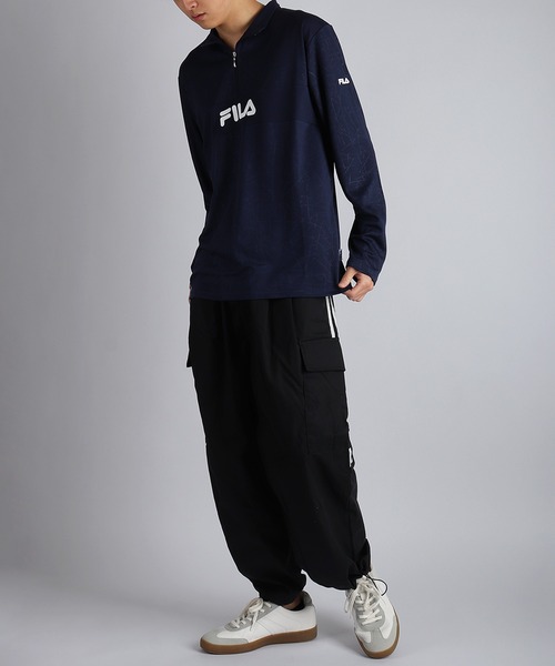 FILA(フィラ)の「FILA / フィラ ハーフジップ 長袖Tシャツ モックネック 吸水速乾 UVケア ドライ ロゴプリント 薄手(Tシャツ/カットソー・メンズ・ブラック・L/M)」の13枚目の写真