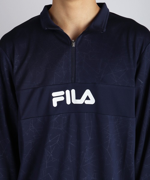 FILA(フィラ)の「FILA / フィラ ハーフジップ 長袖Tシャツ モックネック 吸水速乾 UVケア ドライ ロゴプリント 薄手(Tシャツ/カットソー・メンズ・ブラック・L/M)」の15枚目の写真