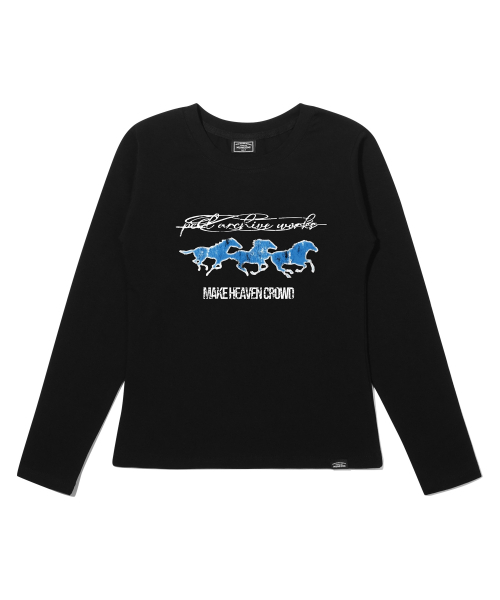 PEID(ペイド)の「PD ブルーホース スリムフィット長袖Tシャツ 2色(Tシャツ/カットソー・レディース・ブラック/ホワイト・X-SMALL/SMALL/MEDIUM)」の4枚目の写真