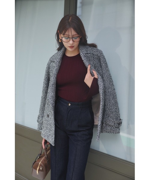 Her lip to（ハーリップトゥー）の「Essential Rib Knit Top（Tシャツ/カットソー・レディース・ベージュ/オフホワイト/ブラック/アッシュブラウン/バーガンディー・S/M）」の9枚目の写真