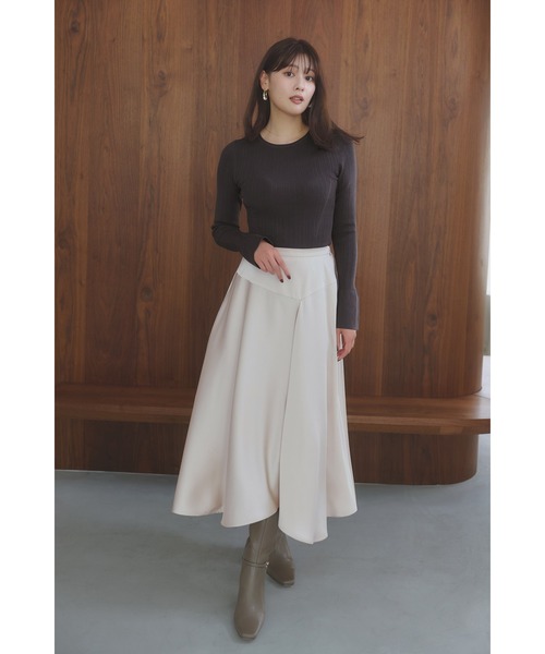Her lip to（ハーリップトゥー）の「Essential Rib Knit Top（Tシャツ/カットソー・レディース・ベージュ/オフホワイト/ブラック/アッシュブラウン/バーガンディー・S/M）」の11枚目の写真