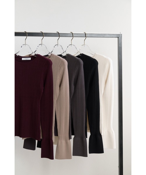 Her lip to（ハーリップトゥー）の「Essential Rib Knit Top（Tシャツ/カットソー・レディース・ベージュ/オフホワイト/ブラック/アッシュブラウン/バーガンディー・S/M）」の15枚目の写真