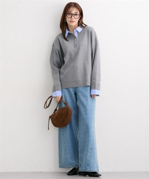 nissen(ニッセン)の「【低身長/高身長サイズ有】シャツドッキング風ニット(Petitjo/slattgir)(ニット/セーター・レディース・ブラウン/杢グレー・M/L/LL/TM/TL/TLL/T3L)」の14枚目の写真