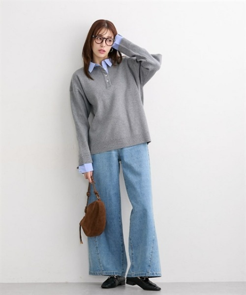 nissen(ニッセン)の「【低身長/高身長サイズ有】シャツドッキング風ニット(Petitjo/slattgir)(ニット/セーター・レディース・ブラウン/杢グレー・M/L/LL/TM/TL/TLL/T3L)」の15枚目の写真