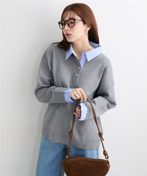 nissen(ニッセン)の「【低身長/高身長サイズ有】シャツドッキング風ニット(Petitjo/slattgir)(ニット/セーター・レディース・ブラウン/杢グレー・M/L/LL/TM/TL/TLL/T3L)」の18枚目の写真