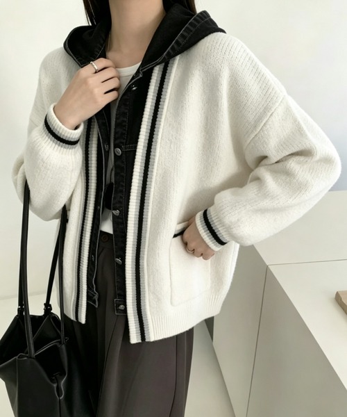 Aelina(エリナ)の「フード付きフェイクレイヤードニットカーディガン(ニット/セーター・レディース・ホワイト系その他/ベージュ系その他2/ブラウン系その他2/ブラック系その他2/ホワイト系その他2/ベージュ系その他/ブラウン系その他/ブラック系その他・FREE)」の18枚目の写真
