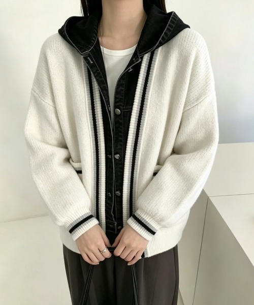 Aelina(エリナ)の「フード付きフェイクレイヤードニットカーディガン(ニット/セーター・レディース・ホワイト系その他/ベージュ系その他2/ブラウン系その他2/ブラック系その他2/ホワイト系その他2/ベージュ系その他/ブラウン系その他/ブラック系その他・FREE)」の19枚目の写真
