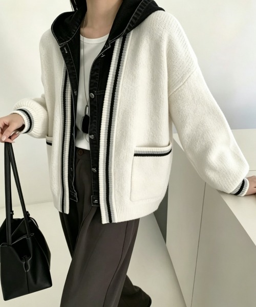 Aelina(エリナ)の「フード付きフェイクレイヤードニットカーディガン(ニット/セーター・レディース・ホワイト系その他/ベージュ系その他2/ブラウン系その他2/ブラック系その他2/ホワイト系その他2/ベージュ系その他/ブラウン系その他/ブラック系その他・FREE)」の20枚目の写真