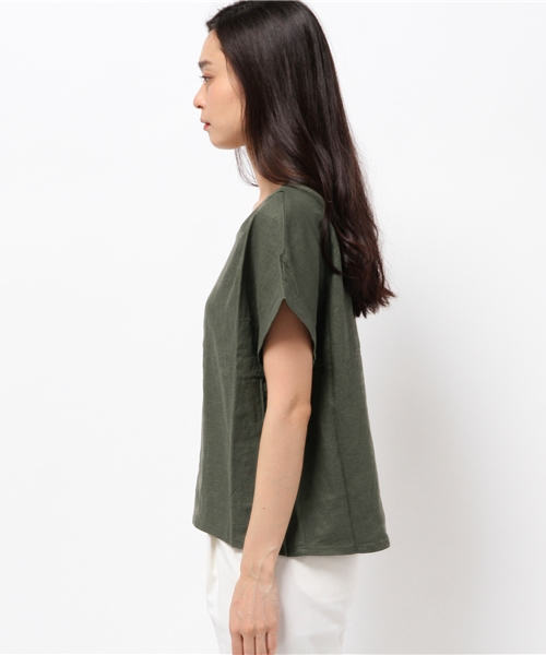 LBC（エルビーシー）の「リネンレーヨンVネックプルオーバー（Tシャツ/カットソー・レディース・グレー/オリーブ・MEDIUM/LARGE）」の5枚目の写真