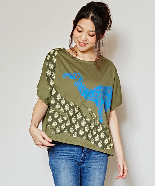 チャイハネ(チャイハネ)の「【チャイハネ】ギャラリーTシャツ(Tシャツ/カットソー・レディース・ブラック/カーキ/ホワイト/ブルー/グレー・FREE)」の4枚目の写真